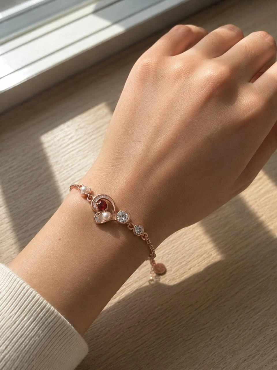 Pulseira Norrsken com banho ouro rosa e granada natural – photo 3